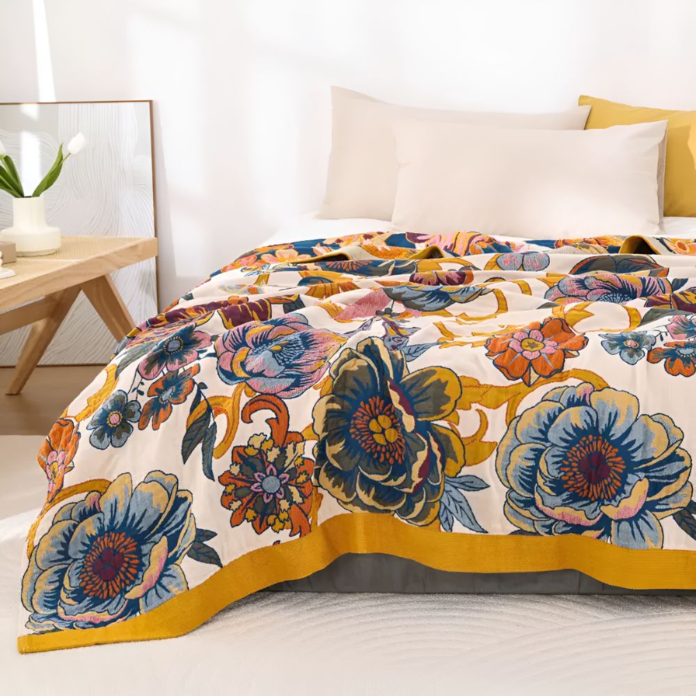 Cozy Reversible Floral Throw Blanket for Home Decor & Comfort