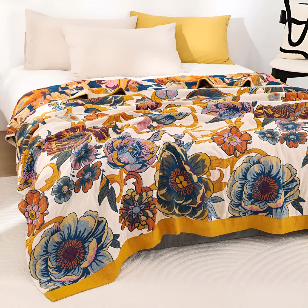 Cozy Reversible Floral Throw Blanket for Home Decor & Comfort