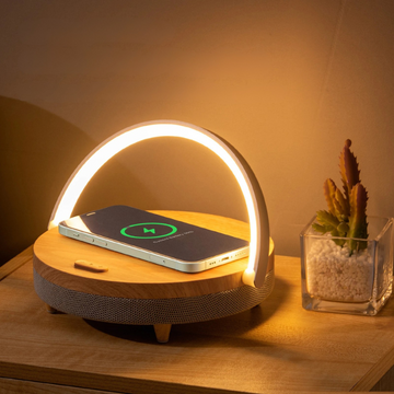 LED Wireless Charging Table Lamp with Bluetooth Speaker for Home