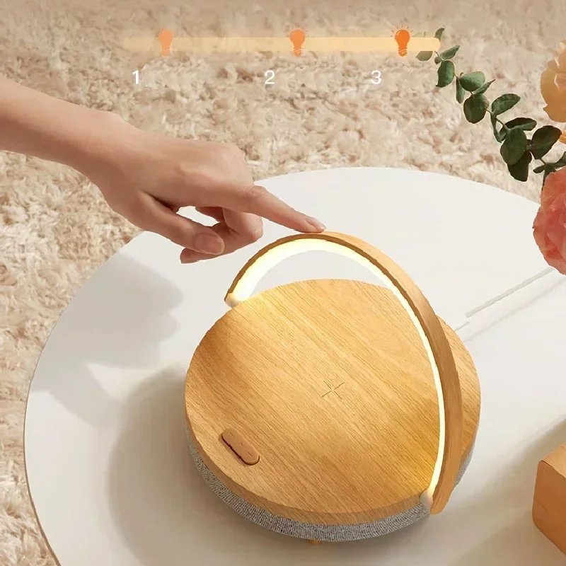 LED Wireless Charging Table Lamp with Bluetooth Speaker for Home