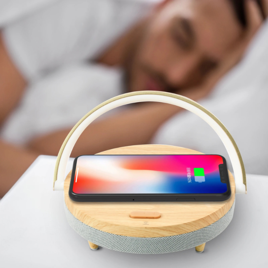 LED Wireless Charging Table Lamp with Bluetooth Speaker for Home