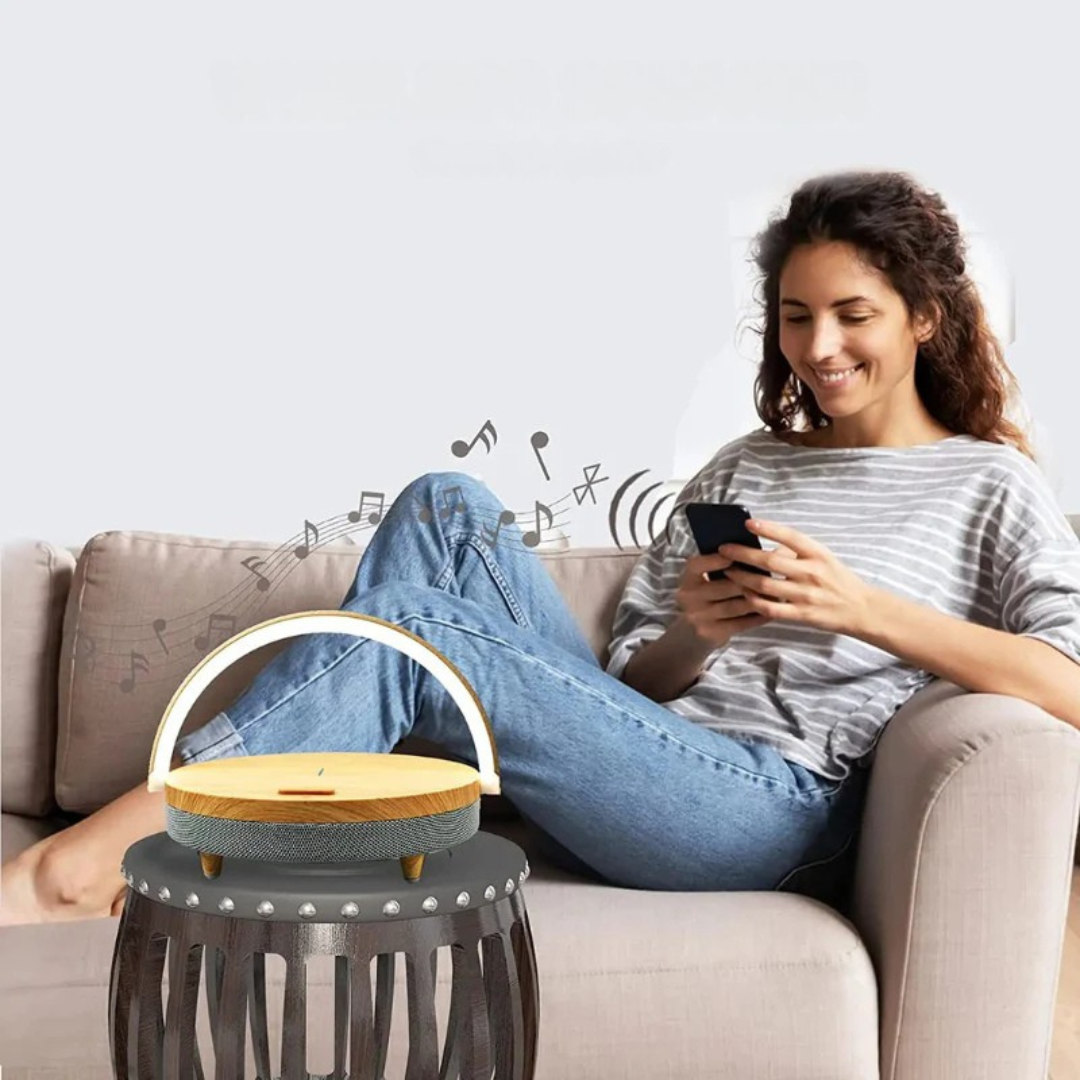 LED Wireless Charging Table Lamp with Bluetooth Speaker for Home