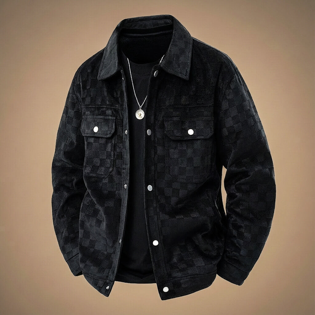 Sorello | Men’s Checkered Suede Coat