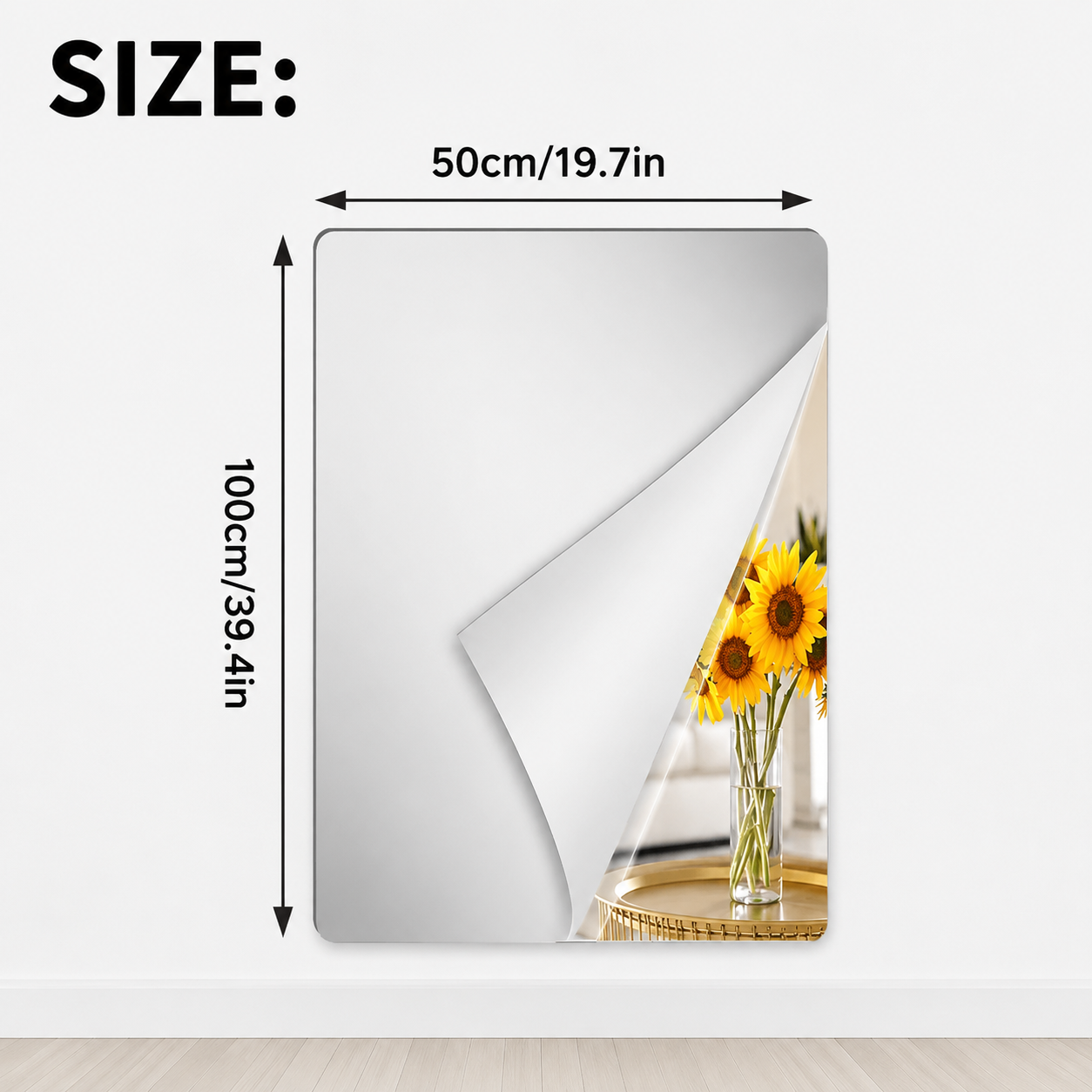 Selbstklebende flexible Spiegelfolie - bruchsichere, zuschneidbare reflektierende Folie