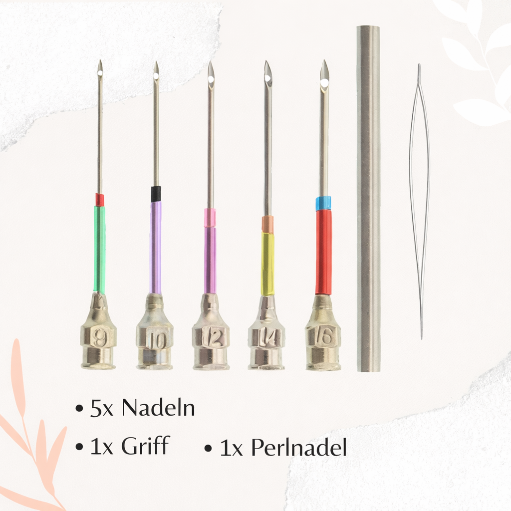 Farbcodiertes Sticknadel-Set mit Griff - 7-teiliges Bastelset