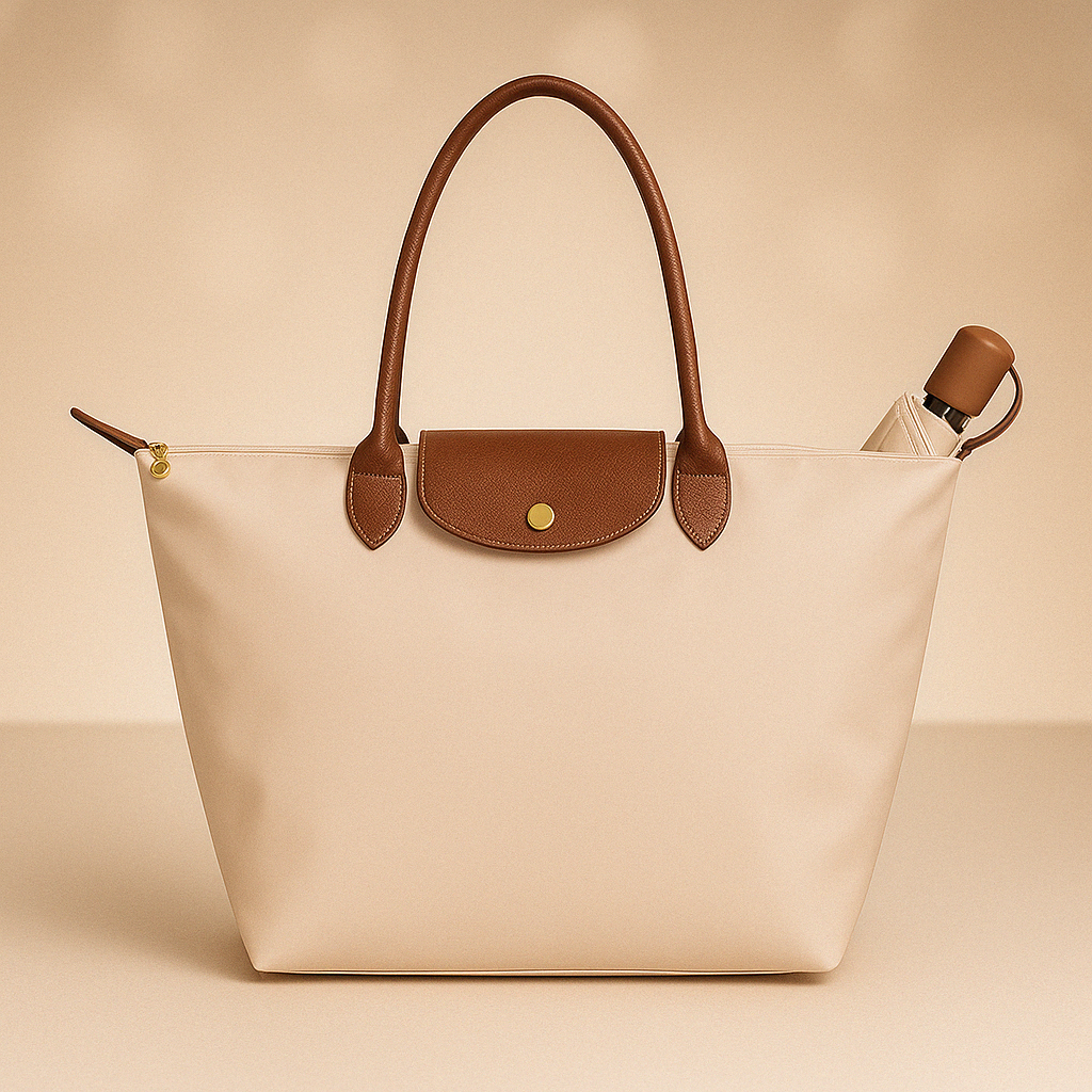 Water-Resistant Tote Bag | Deluxe Oxford Fabric With Leather Trim