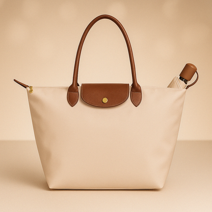 Water-Resistant Tote Bag | Deluxe Oxford Fabric With Leather Trim