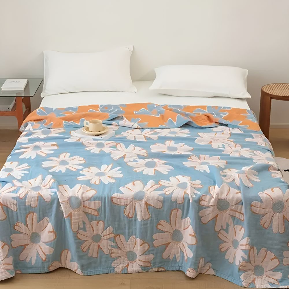 Soft Cotton Daisy Throw Blanket for Summer Home Decor & Comfort