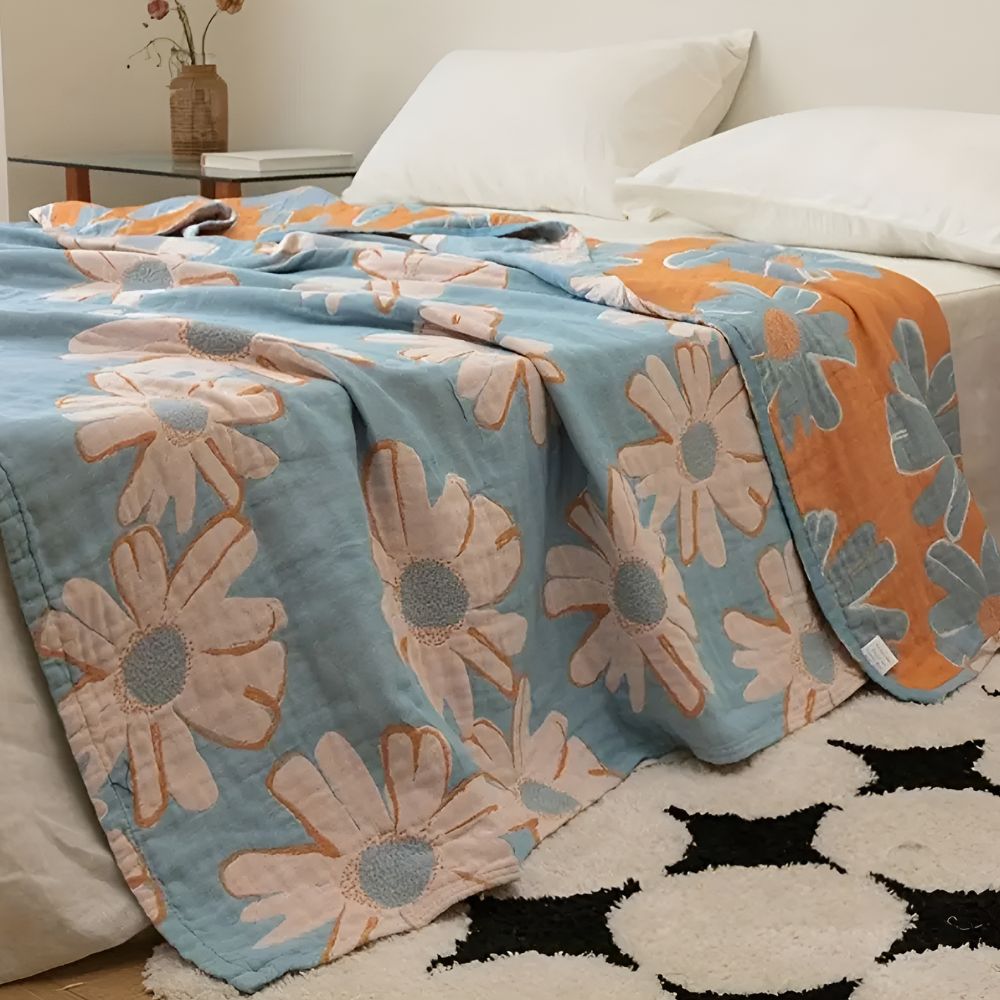 Soft Cotton Daisy Throw Blanket for Summer Home Decor & Comfort