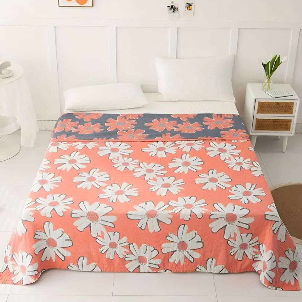Soft Cotton Daisy Throw Blanket for Summer Home Decor & Comfort