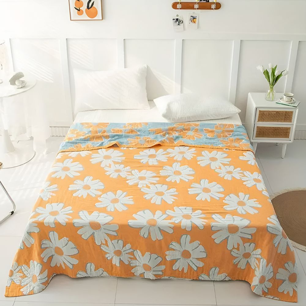 Soft Cotton Daisy Throw Blanket for Summer Home Decor & Comfort