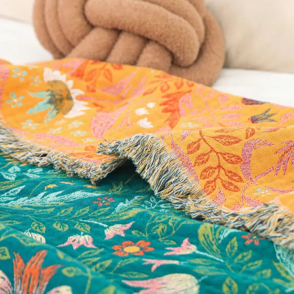 Cozy Sunset Forest Cotton Throw Blanket for Home Decor & Comfort