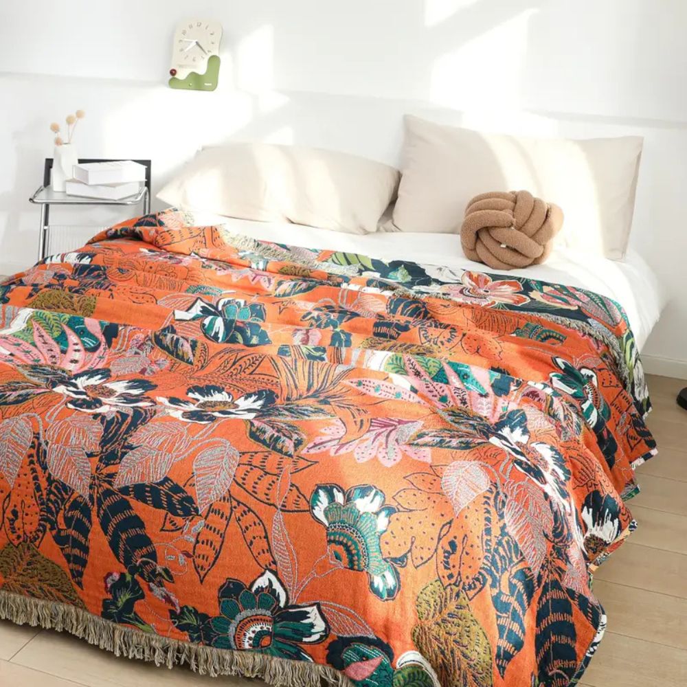 Soft Tropical Cotton Blanket for Cozy Home Decor and Comfort