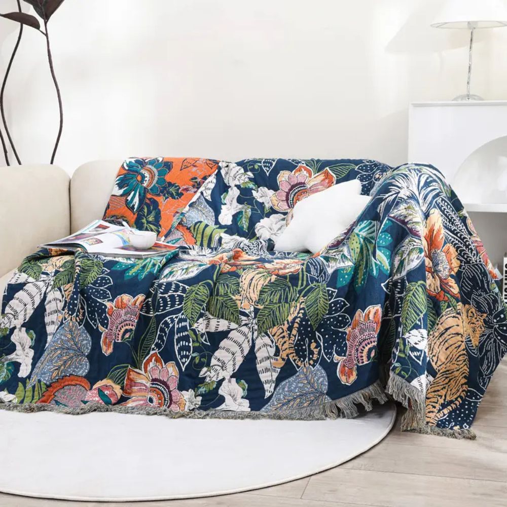 Soft Tropical Cotton Blanket for Cozy Home Decor and Comfort