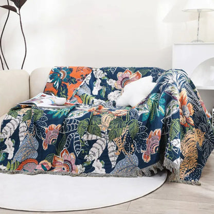 Soft Tropical Cotton Blanket for Cozy Home Decor and Comfort