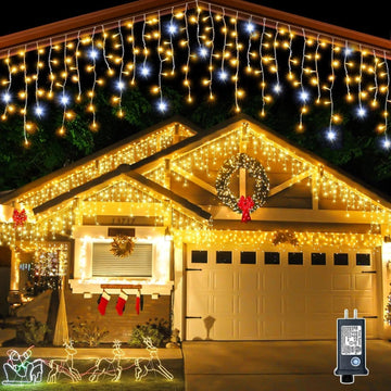 LED Icicle String Lights | Warm White Flickering Effect