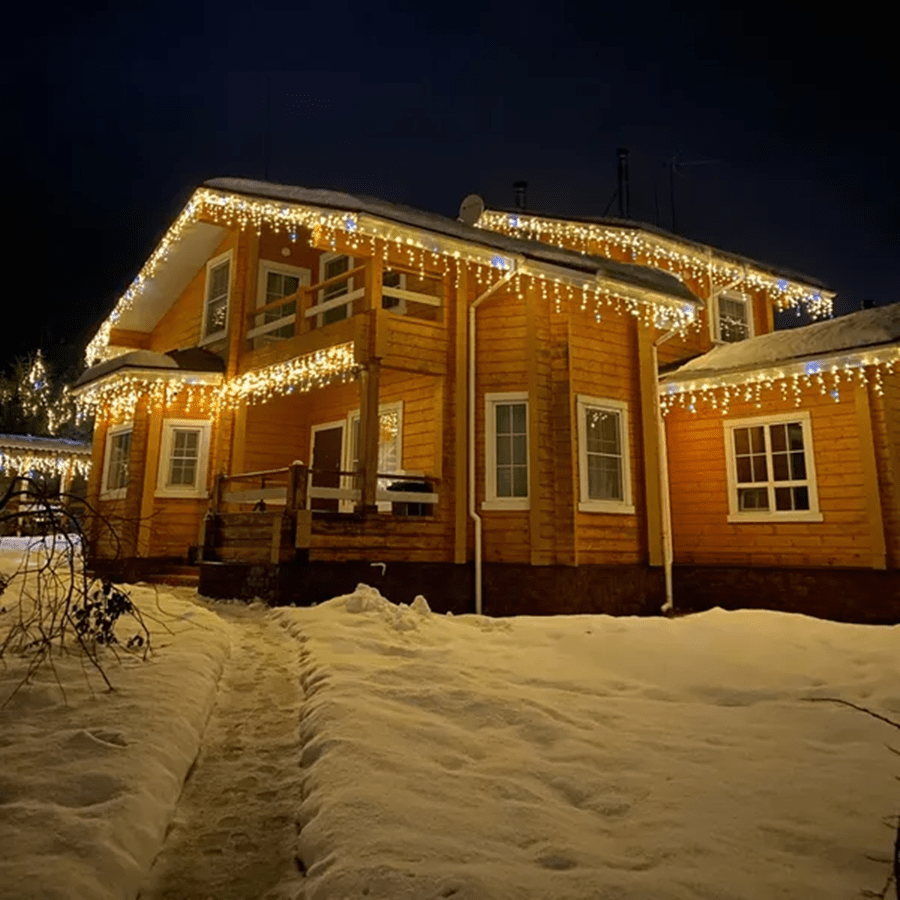 LED Icicle String Lights | Warm White Flickering Effect