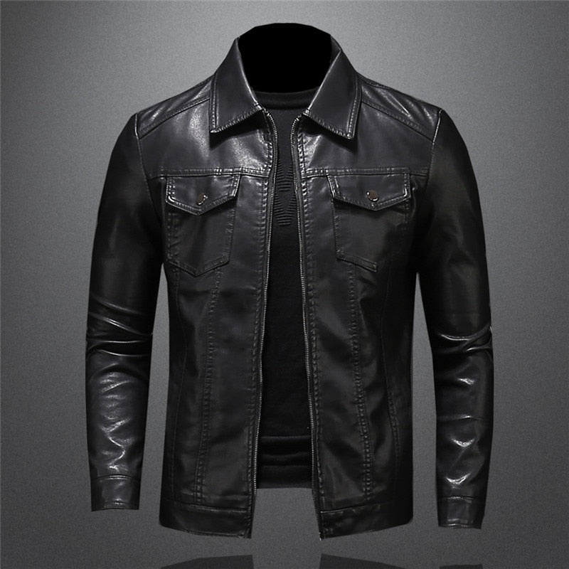 Timeless Men's Rider Outdoor Versatile Sleek Leather Coat