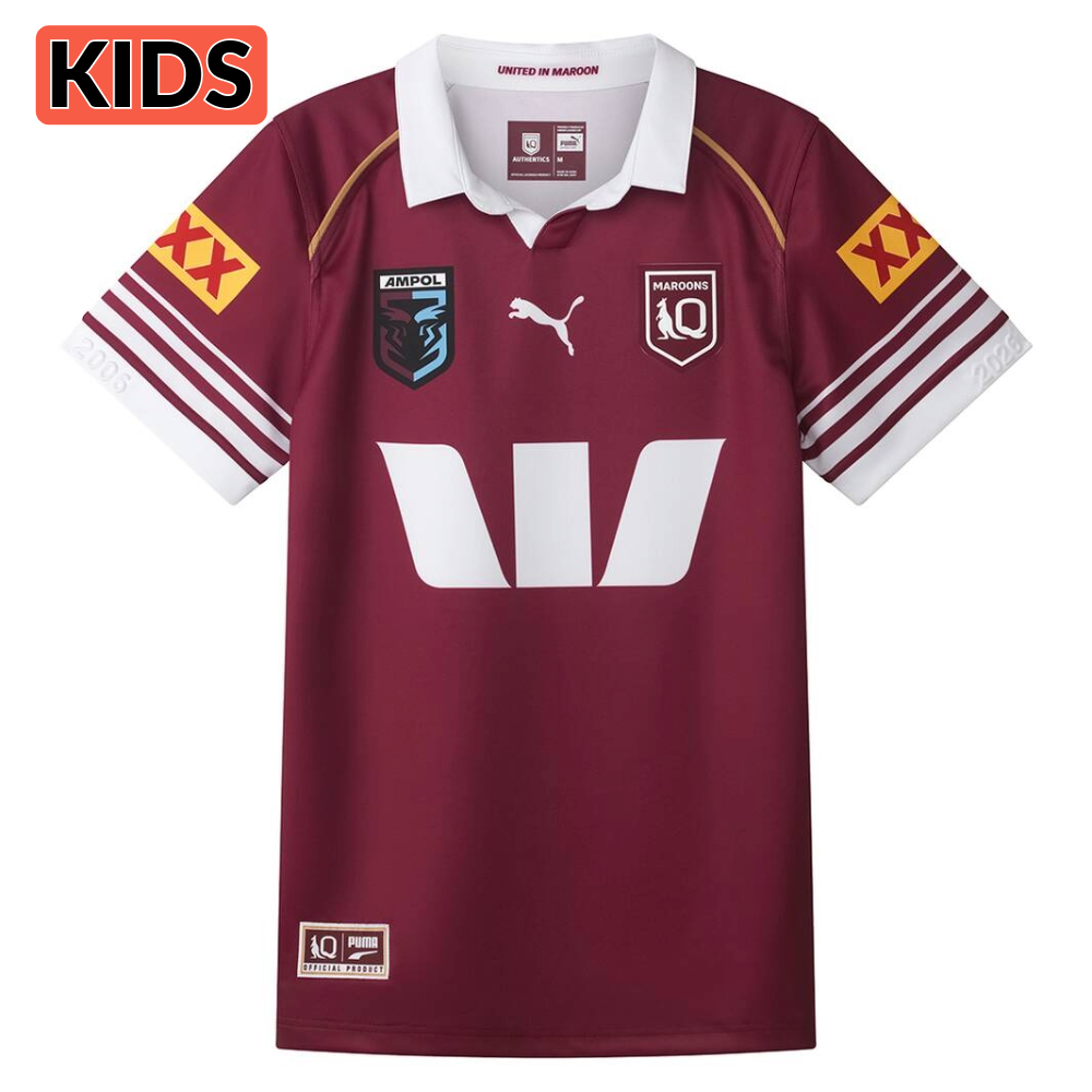 Maillot domicile 2026 des Queensland Maroons Kids
