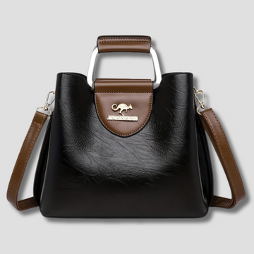 Designer Leather Handbag | Two-Tone Black Brown Timeless