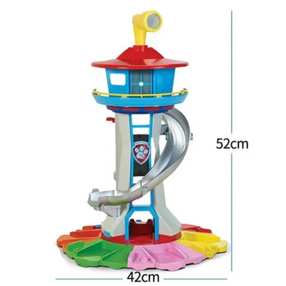 Lookout Tower Playset with Slide Car Ramp and Race Track Toy