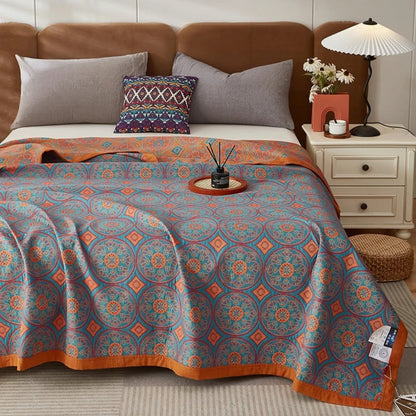 Reversible Cotton Summer Blanket for Cozy Home Decor & Lightweight Comfort