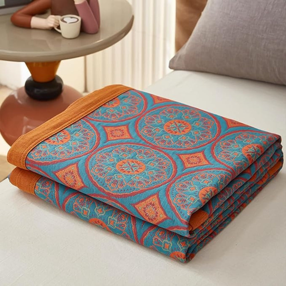 Reversible Cotton Summer Blanket for Cozy Home Decor & Lightweight Comfort