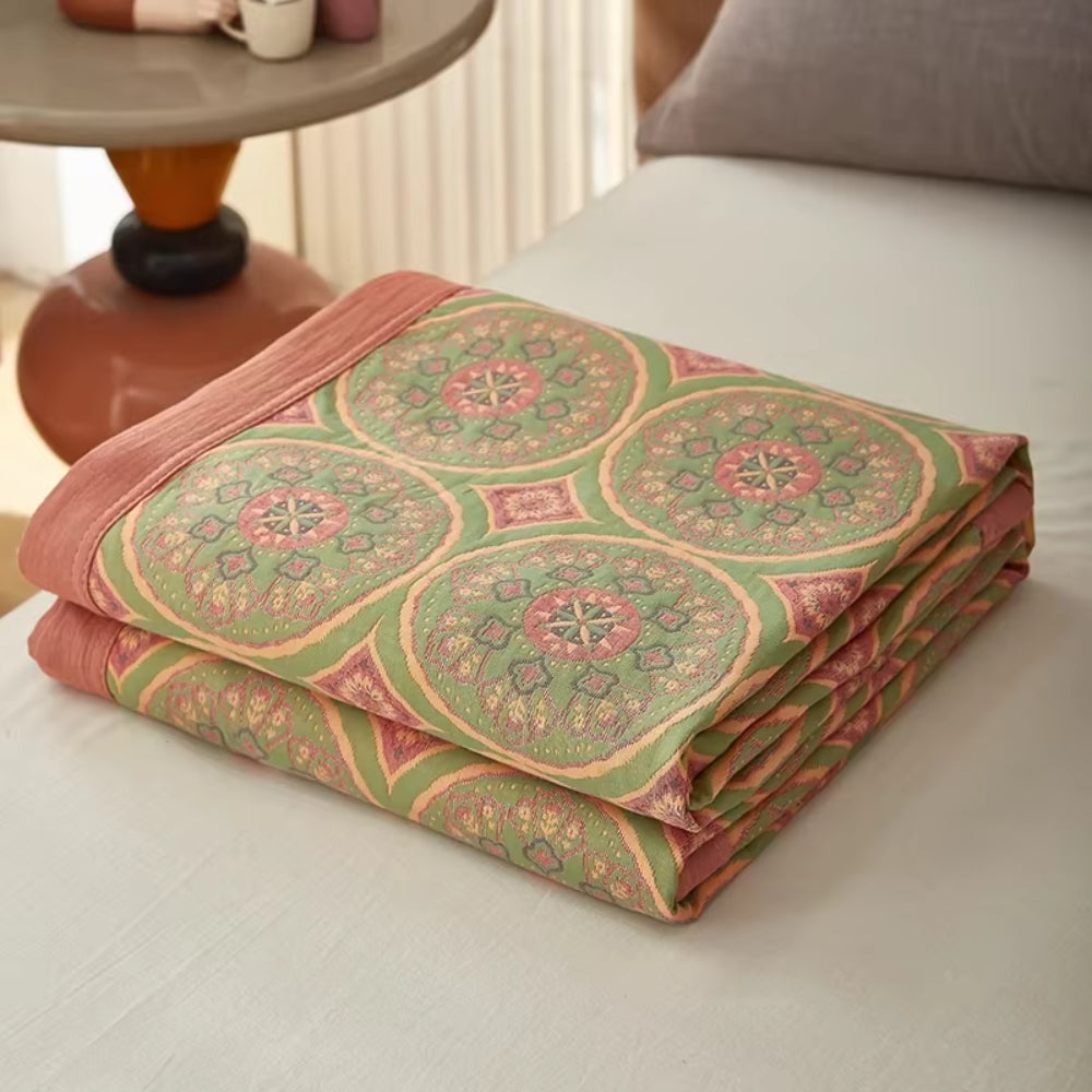 Reversible Cotton Summer Blanket for Cozy Home Decor & Lightweight Comfort