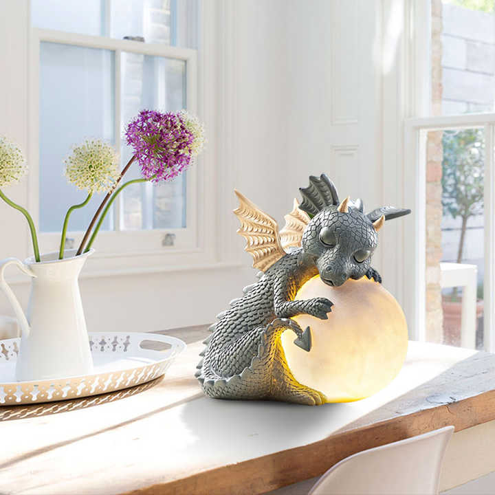 Dragon LED Night Light | Warm Glow Resin Table Lamp for Home Decor