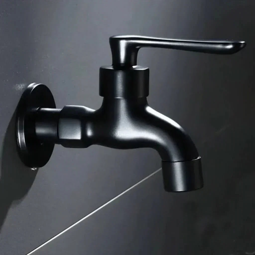 Matte Black Wall-Mounted Faucet – FlowCraft Tap for Kitchen, Bathroom & Outdoor Use