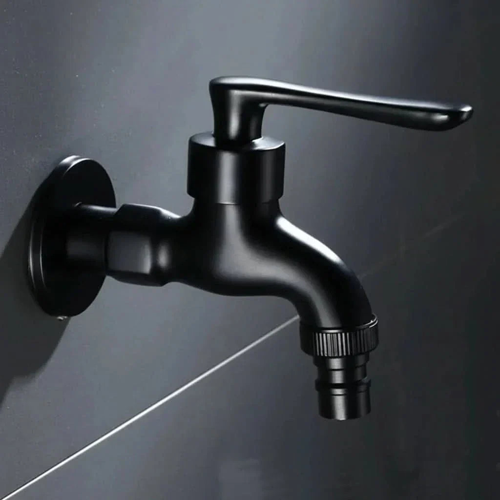 Matte Black Wall-Mounted Faucet – FlowCraft Tap for Kitchen, Bathroom & Outdoor Use