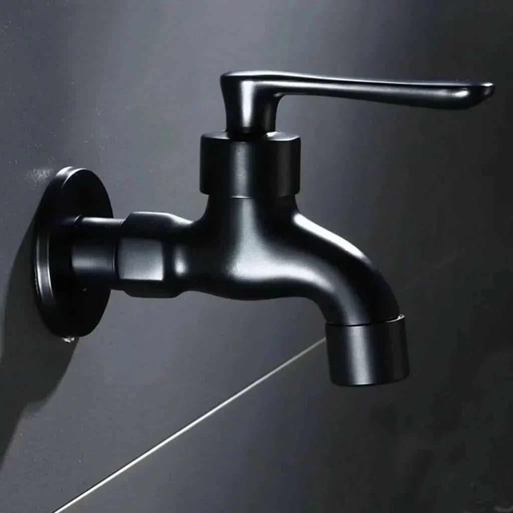 Matte Black Wall-Mounted Faucet – FlowCraft Tap for Kitchen, Bathroom & Outdoor Use