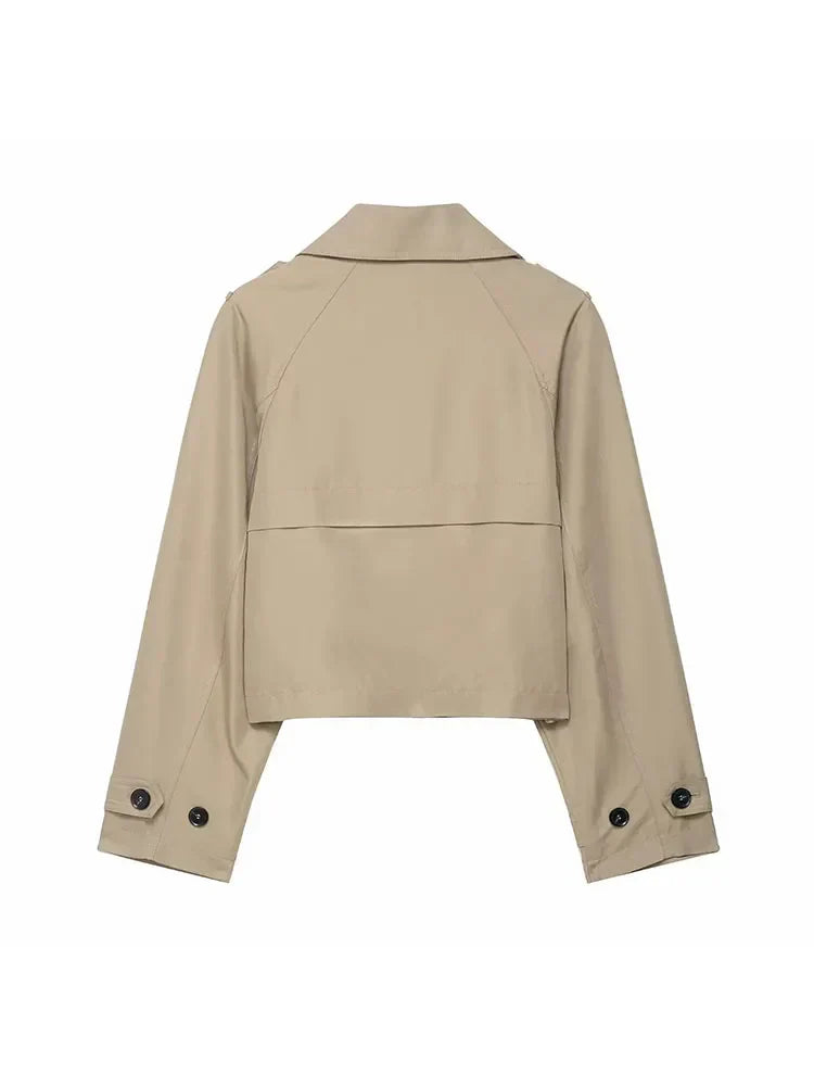 Women's Cropped Trench Coat | Double Breasted Timeless Design