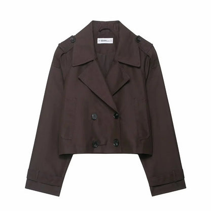 Women's Cropped Trench Coat | Double Breasted Timeless Design