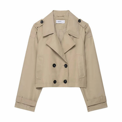 Women's Cropped Trench Coat | Double Breasted Timeless Design