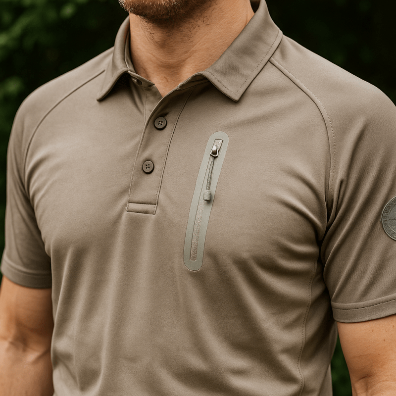 Men’s Quick-Dry Polo Shirt – Zip-Pocket Hiking & Outdoor Top