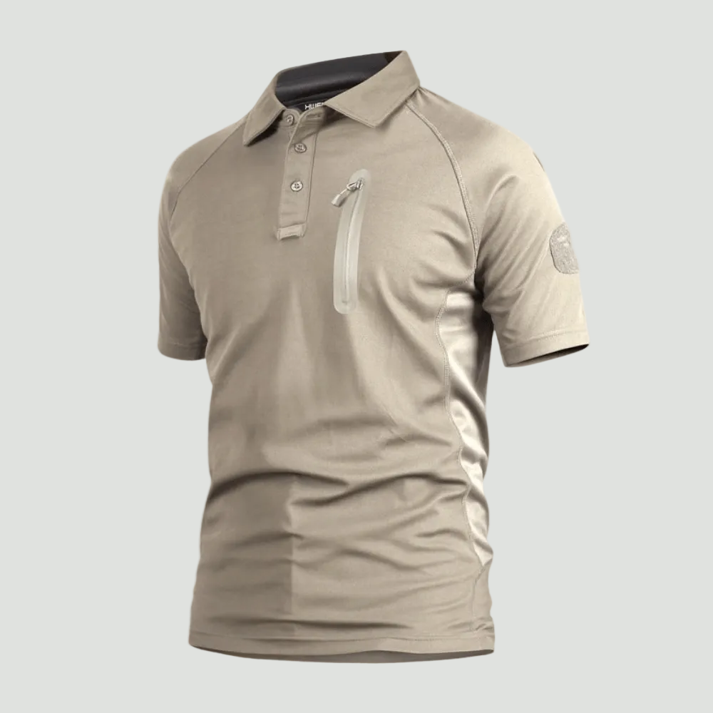 Men’s Quick-Dry Polo Shirt – Zip-Pocket Hiking & Outdoor Top