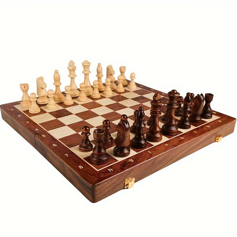 Folding wooden chess set | Travel board with storage