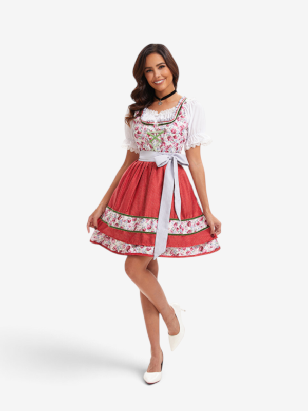 Costume dirndl pour femmes de style bavarois avec motif floral