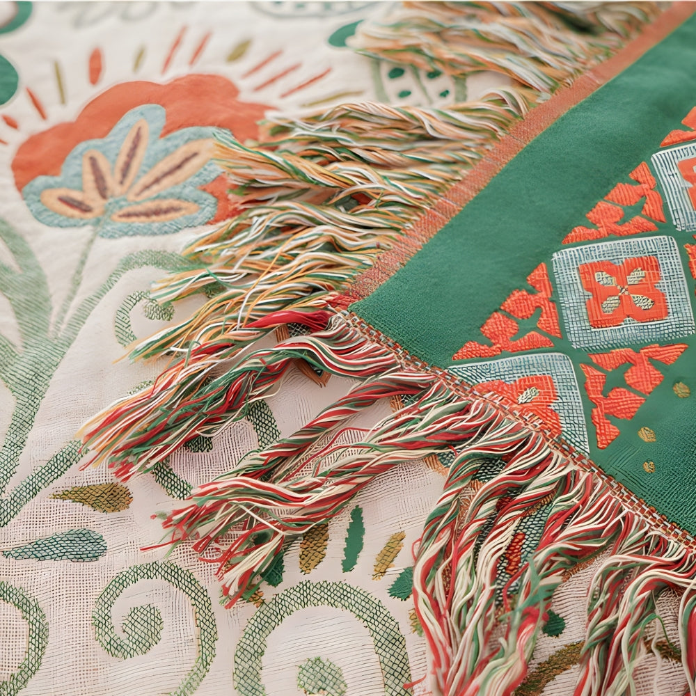 Reversible Boho Autumn Leaf Throw Blanket for Cozy Home Decor