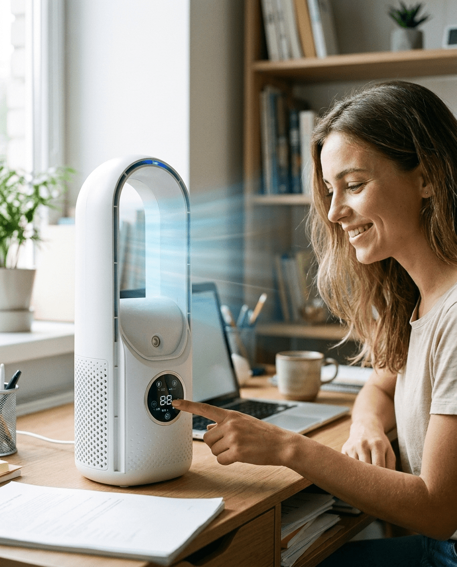 BREEZA Nova | Leiser luftkühler ohne Flügel mit Schlafmodus  