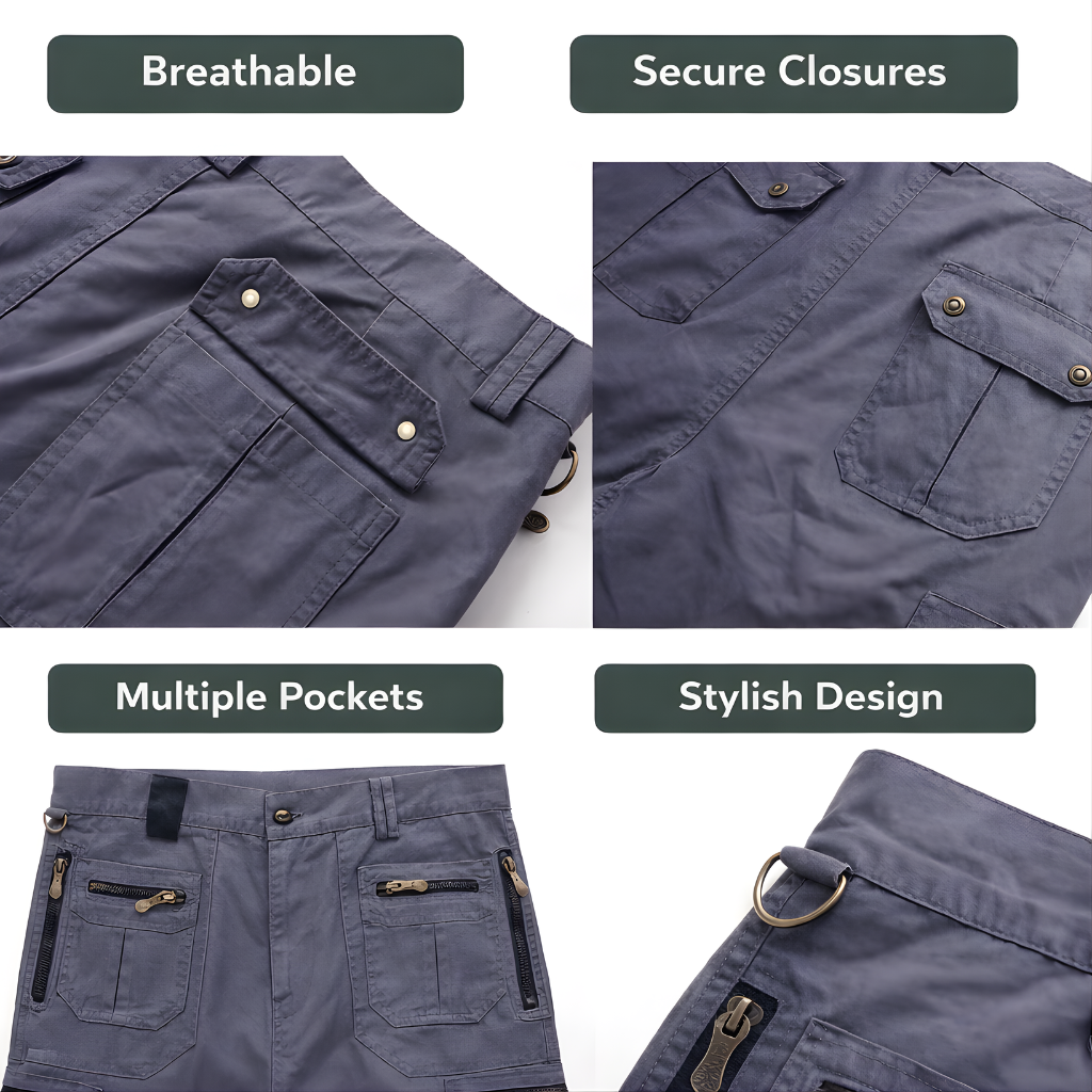 Men’s Outdoor Cargo Shorts – Zip-Pocket Hiking & Fishing Shorts
