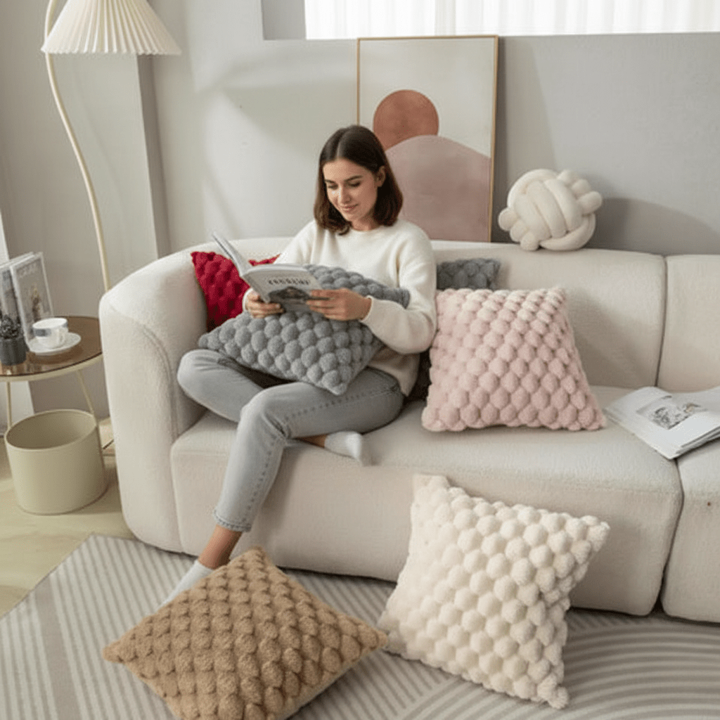 Textured Cushion Cover | Gentle 3D Cotton Blend