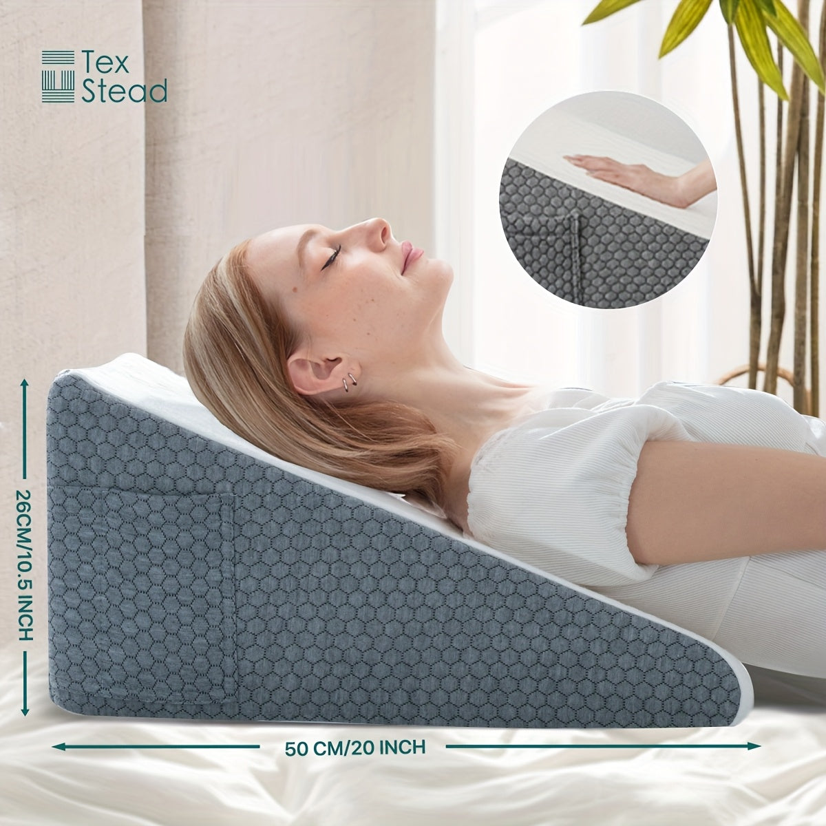 Wedge Pillow for Side Sleepers – Triangle Neck Support, Pregnancy Cushion, Bed Elevation, Soft Comfort