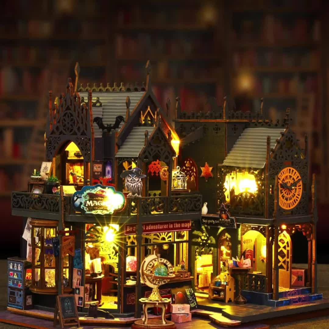 3D Wooden Book Nook | LED-Lit Miniature Bookend Scene