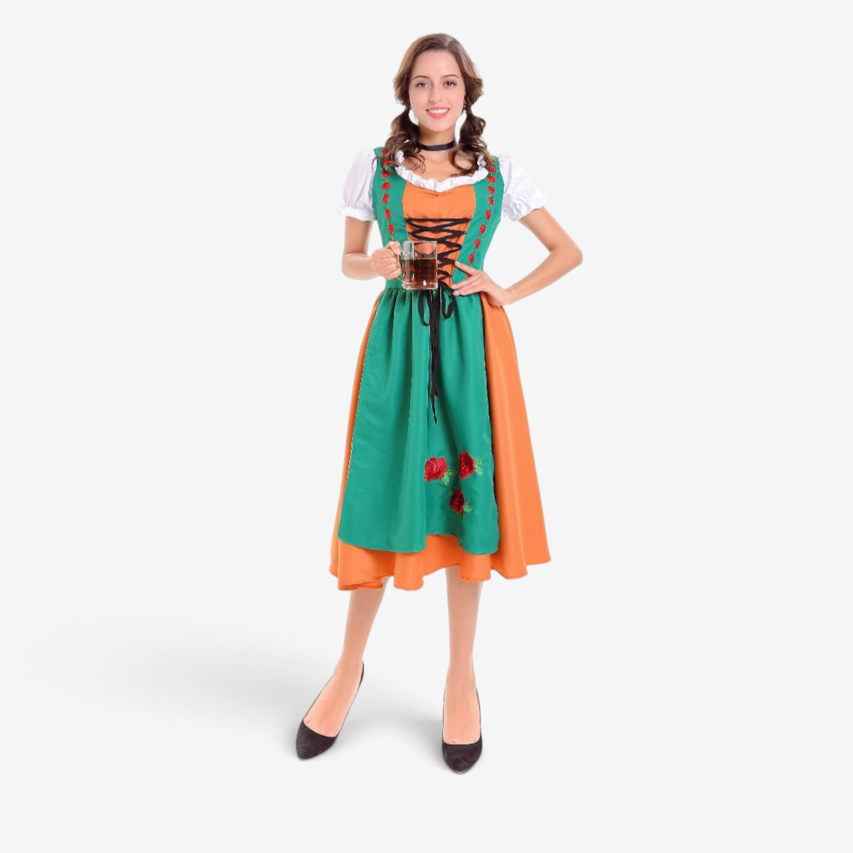 Robe dirndl pour femmes avec tablier et corsage