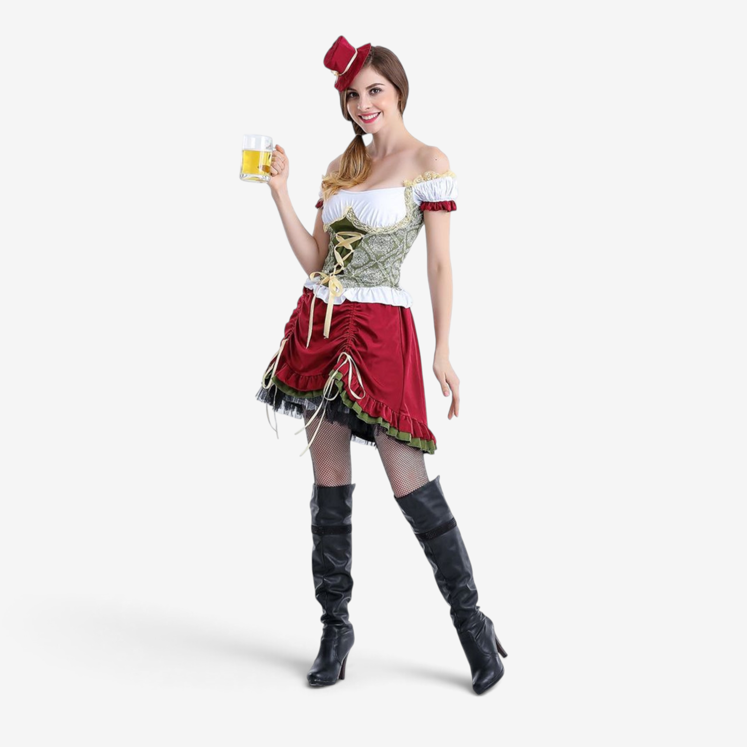 Costume d’Oktoberfest pour femmes avec manches bouffantes et corset
