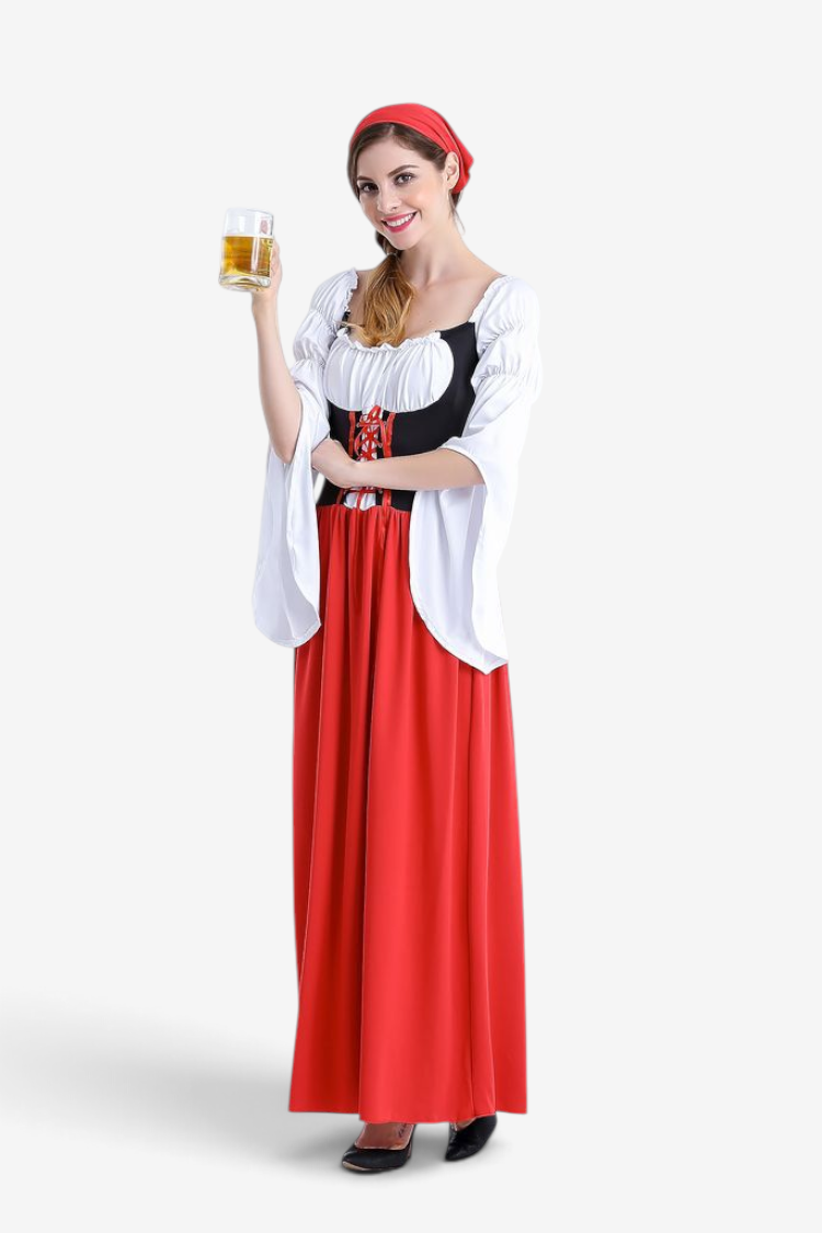 Costume d’Oktoberfest pour femmes avec corset et manches trompette