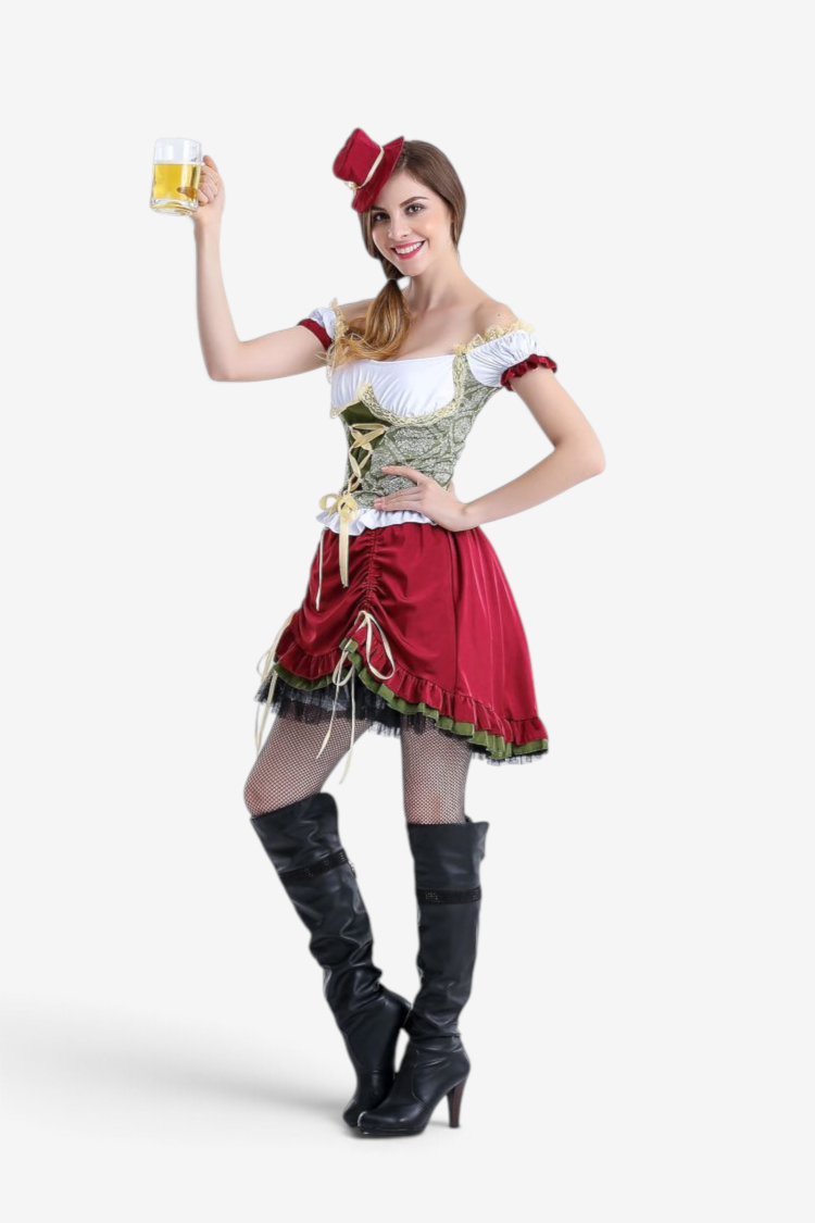 Costume d’Oktoberfest pour femmes avec corset et manches trompette