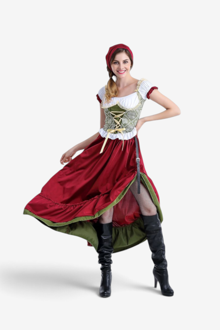 Costume d’Oktoberfest pour femmes avec corset et manches trompette